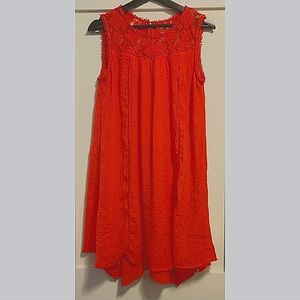 EUC Orange Lace Dress with Mother of Pearl buttons